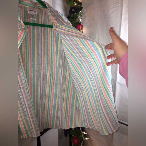 NWT Bon Worth | Women’s Colorful Stripe Pattern Button Down Blouse Top - Picture 9 of 11